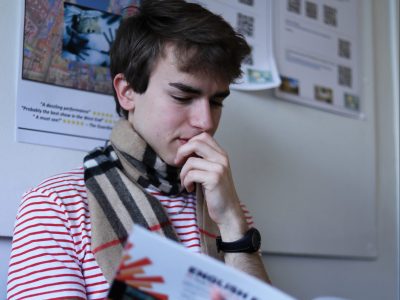Student studying during a lesson